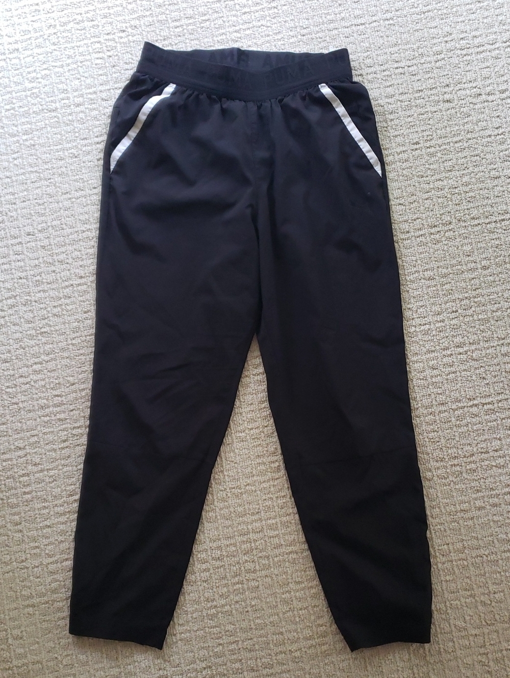 Puma Black Joggers with White Pocket Trim